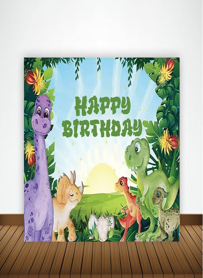 Theme My Party Dinosaur Theme Backdrop Banners For Home or Outside Party Supplies Birthday Party Decorations (6FT X 4FT) - Image 1